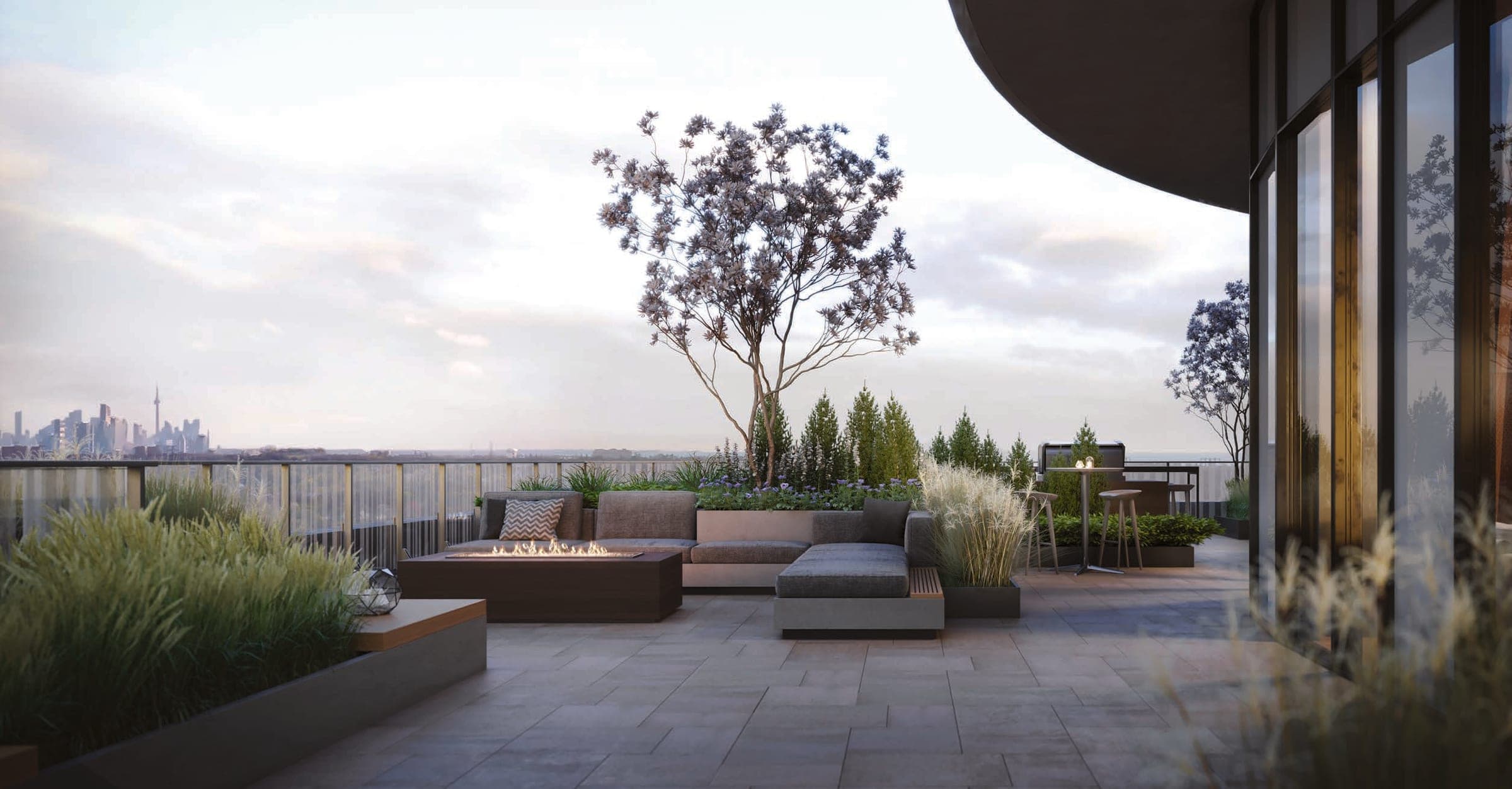 Landscaped seventh-floor terrace. Artist's concept.